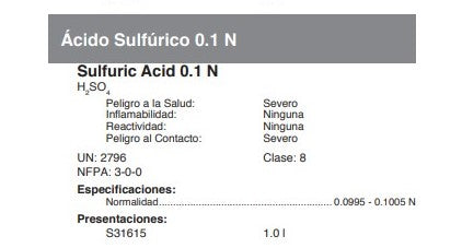 Ácido Sulfúrico 0.1 N