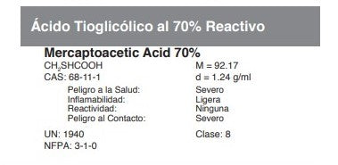 Ácido Tioglicólico al 70% Reactivo