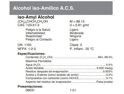 Alcohol iso-Amílico A.C.S.