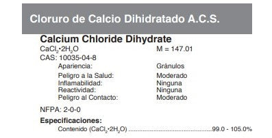 Cloruro De Calcio Dihidratado