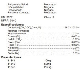 Acetato Cúprico Monohidratado A.C.S.