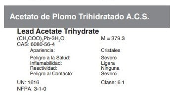 Acetato de Plomo Trihidratado A.C.S.