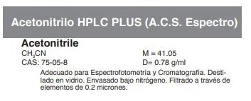 Acetonitrilo HPLC PLUS (A.C.S. Espectro)