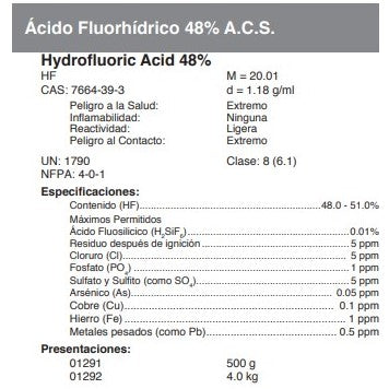 Ácido Fluorhídrico 48% A.C.S.