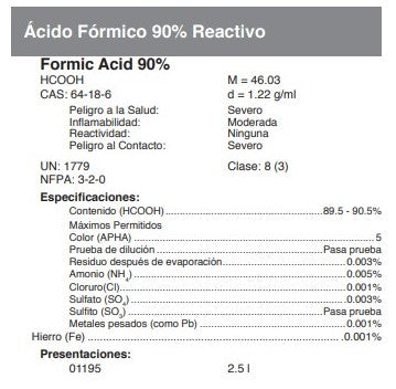 Ácido Fórmico 90% Reactivo