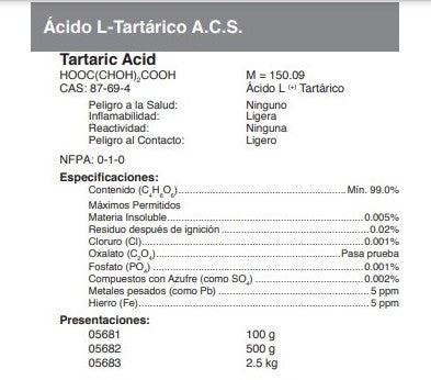 Ácido L-Tartárico A.C.S.
