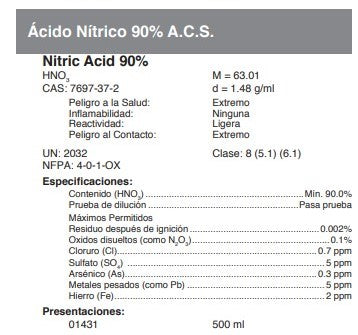 Ácido Nítrico 90% A.C.S.