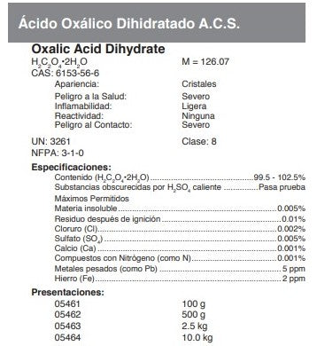 Ácido Oxálico Dihidratado A.C.S.