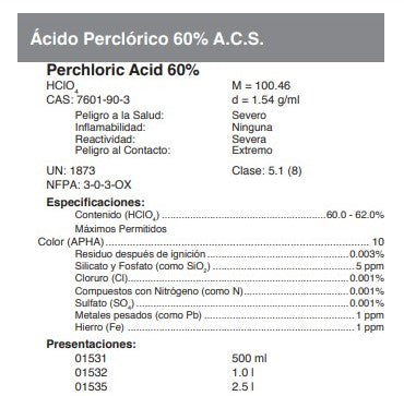 Ácido Perclórico 60% A.C.S.