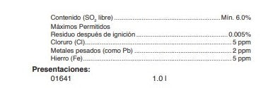 Ácido Sulfuroso al 6% A.C.S.