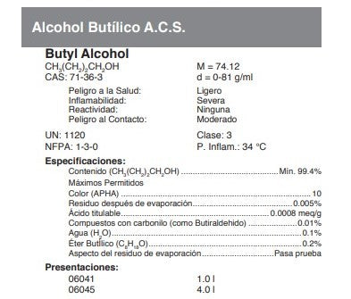 Alcohol Butílico A.C.S.