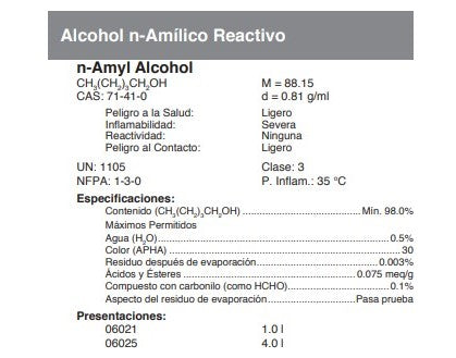 Alcohol n-Amílico Reactivo
