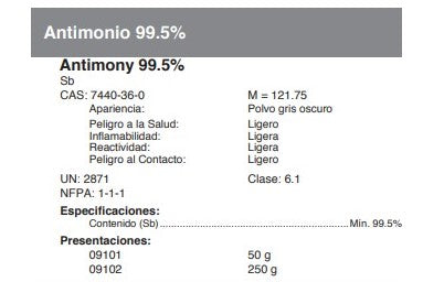 Antimonio 99.5%
