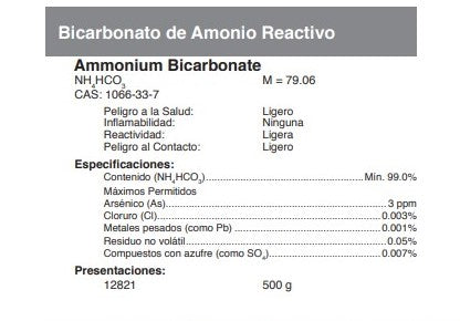 Bicarbonato de Amonio Reactivo