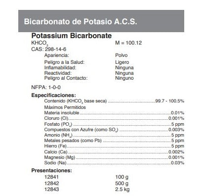 Bicarbonato de Potasio A.C.S.