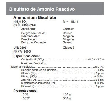 Bisulfato de Amonio Reactivo