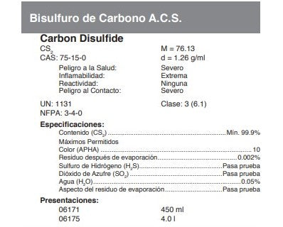 Bisulfuro de Carbono A.C.S.