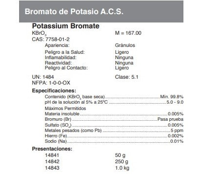 Bromato de Potasio A.C.S.