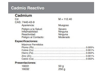 Cadmio Reactivo