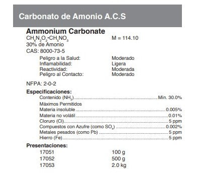 Carbonato de Amonio A.C.S