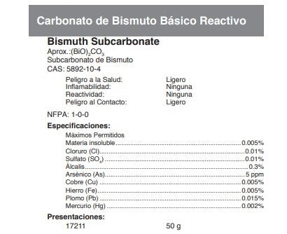 Carbonato de Bismuto Básico Reactivo