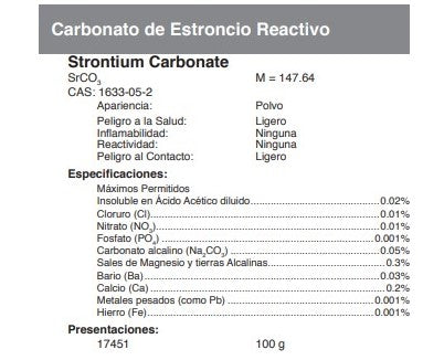 Carbonato de Estroncio Reactivo