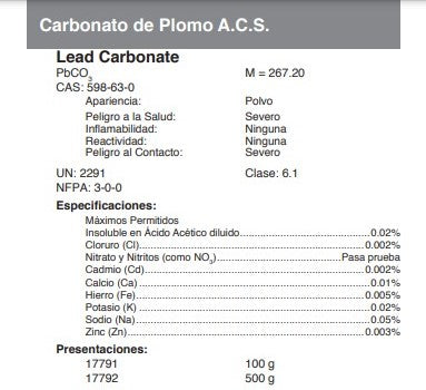 Carbonato de Plomo A.C.S.