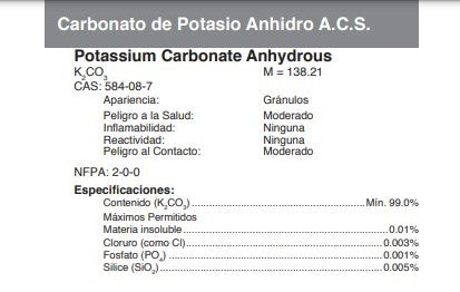 Carbonato de Potasio Anhidro A.C.S.