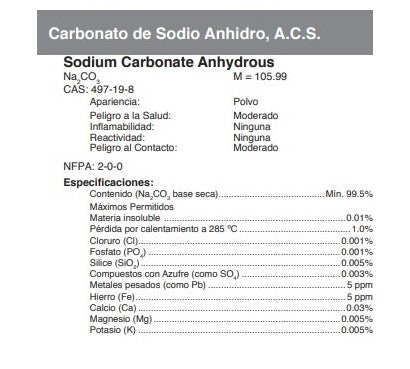 Carbonato de Sodio Anhidro, A.C.S.