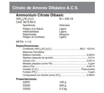 Citrato de Amonio Dibásico A.C.S.