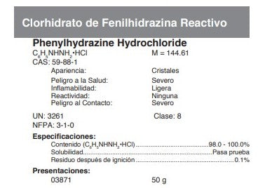 Clorhidrato de Fenilhidrazina Reactivo