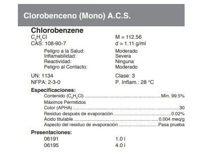 Clorobenceno (Mono) A.C.S.