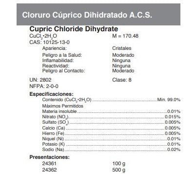 Cloruro Cúprico Dihidratado A.C.S.