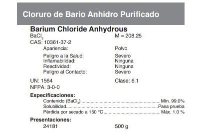 Cloruro de Bario Anhidro Purificado