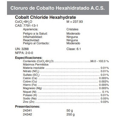 Cloruro de Cobalto Hexahidratado A.C.S.