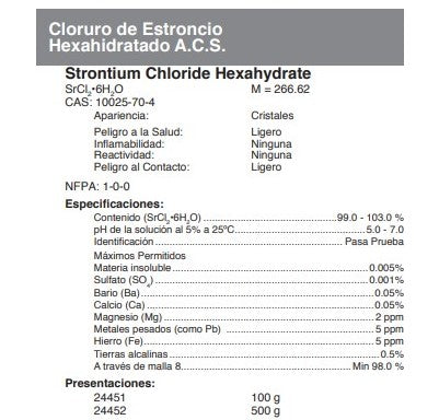 Cloruro de Estroncio Hexahidratado A.C.S.