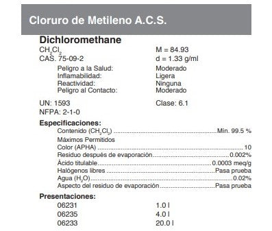 Cloruro de Metileno A.C.S.