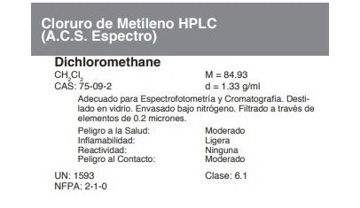 Cloruro de Metileno HPLC (A.C.S. Espectro)