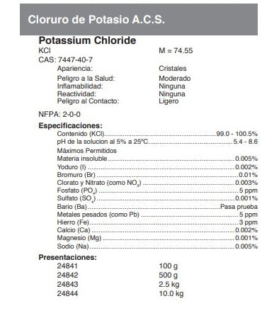 Cloruro de Potasio A.C.S.