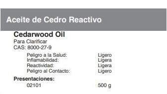 Aceite de cedro reactivo