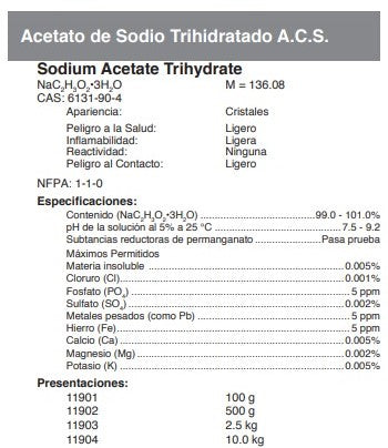Acetato de Sodio Trihidratado A.C.S.