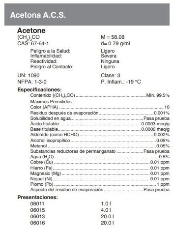 Acetona A.C.S.