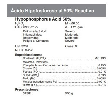 Ácido Hipofosforoso al 50% Reactivo