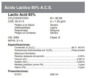 Ácido Láctico 85% A.C.S