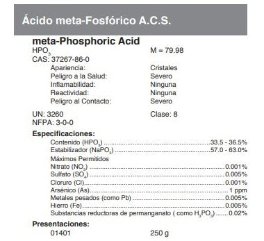 Ácido meta-Fosfórico A.C.S.