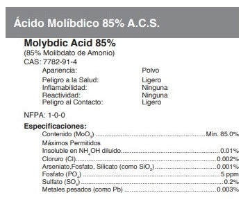 Ácido Molíbdico 85% A.C.S.