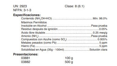 Clorhidrato de Hidroxilamina A.C.S.