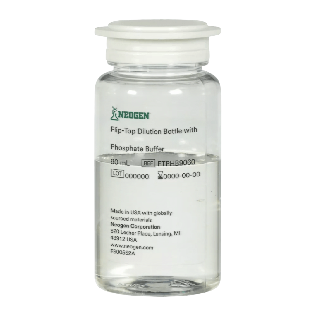 FRASCO DE DILUCIÓN NEOGEN® CON TAPA ABATIBLE Y TAMPÓN DE FOSFATO