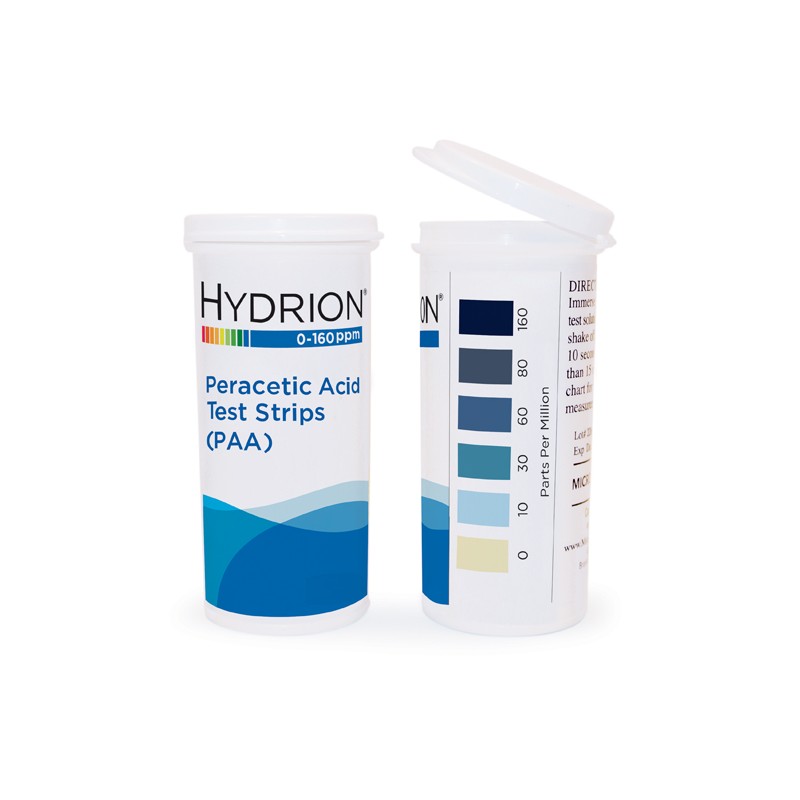 TIRAS PRUEBA DE ÁCIDO PERACETICO (PAA) 0-160PPM C/6 caja HYDRION